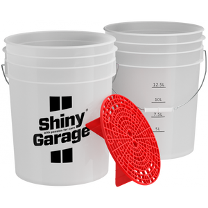 Shiny Garage Wash Bucket 20L +Lokk+ Grit Guard Rød